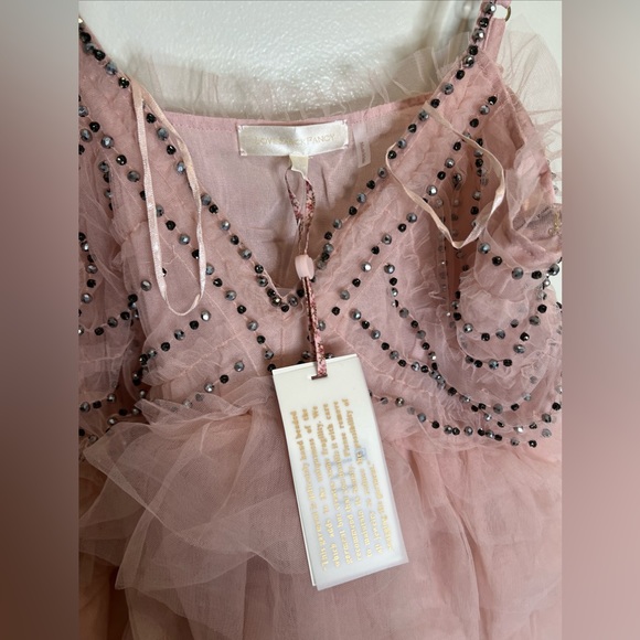 Free people LoveShackFancy Jude Crystal Embellished Tiered Tulle Babydoll Dress - Picture 7 of 8